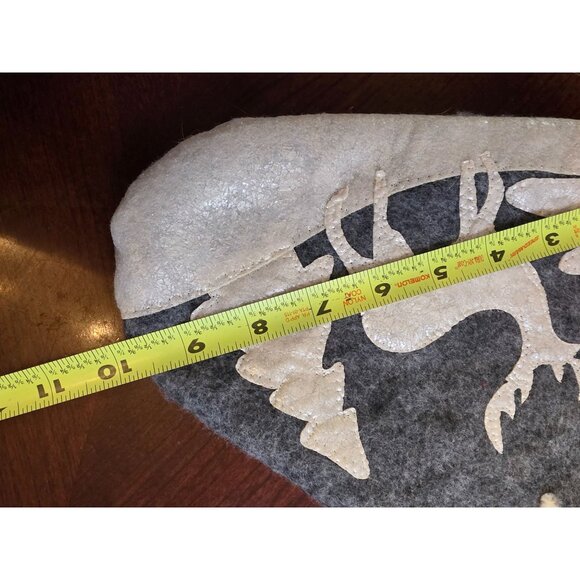 Gray Christmas Stocking With White Fleece Cuff Felt Snowflake & Deer Design - Picture 6 of 6